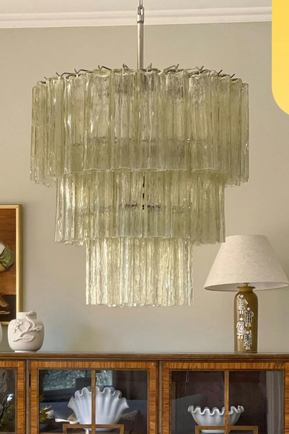 Amber Honey Art Glass Tube Chandelier - Image 9