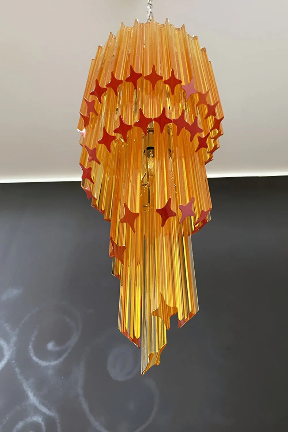 Amber Murano Glass Prism Spiral Chandelier - Image 11