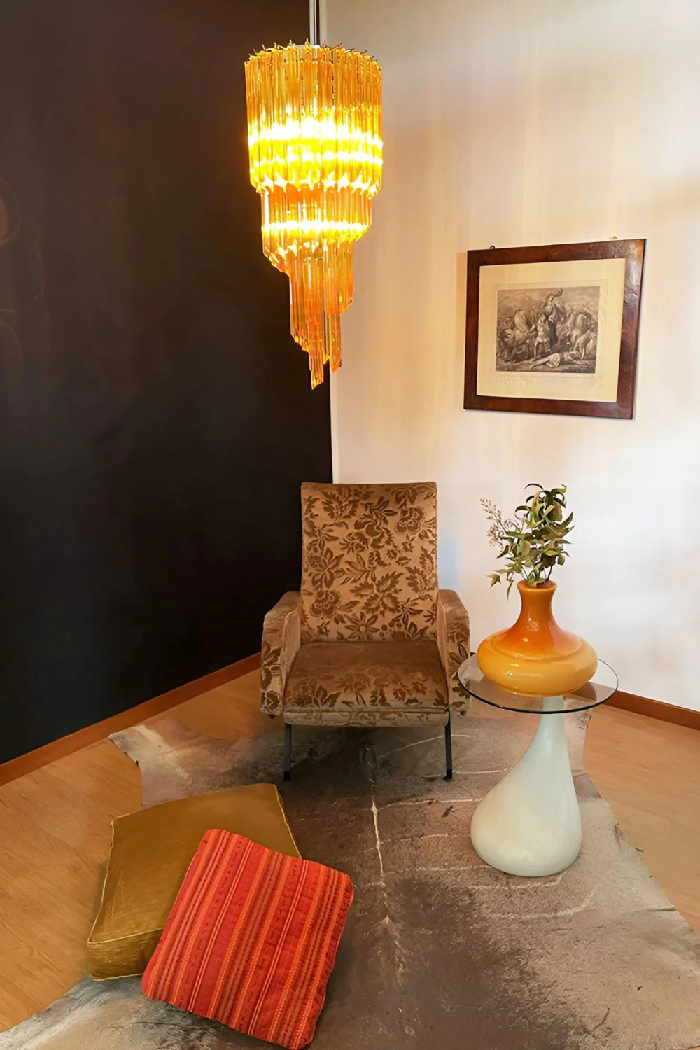 Amber Murano Glass Prism Spiral Chandelier - Image 2
