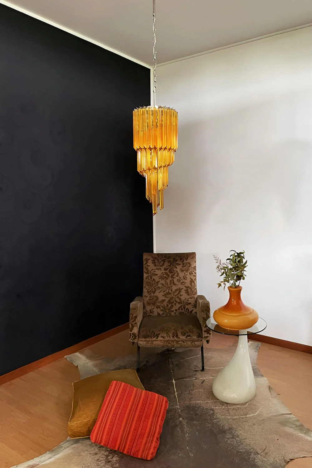 Amber Murano Glass Prism Spiral Chandelier - Image 4