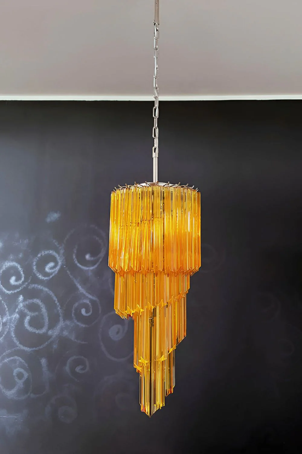 Amber Murano Glass Prism Spiral Chandelier - Image 5