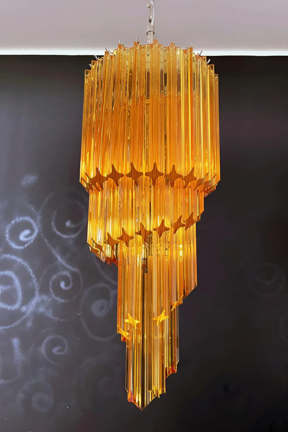 Amber Murano Glass Prism Spiral Chandelier - Image 6