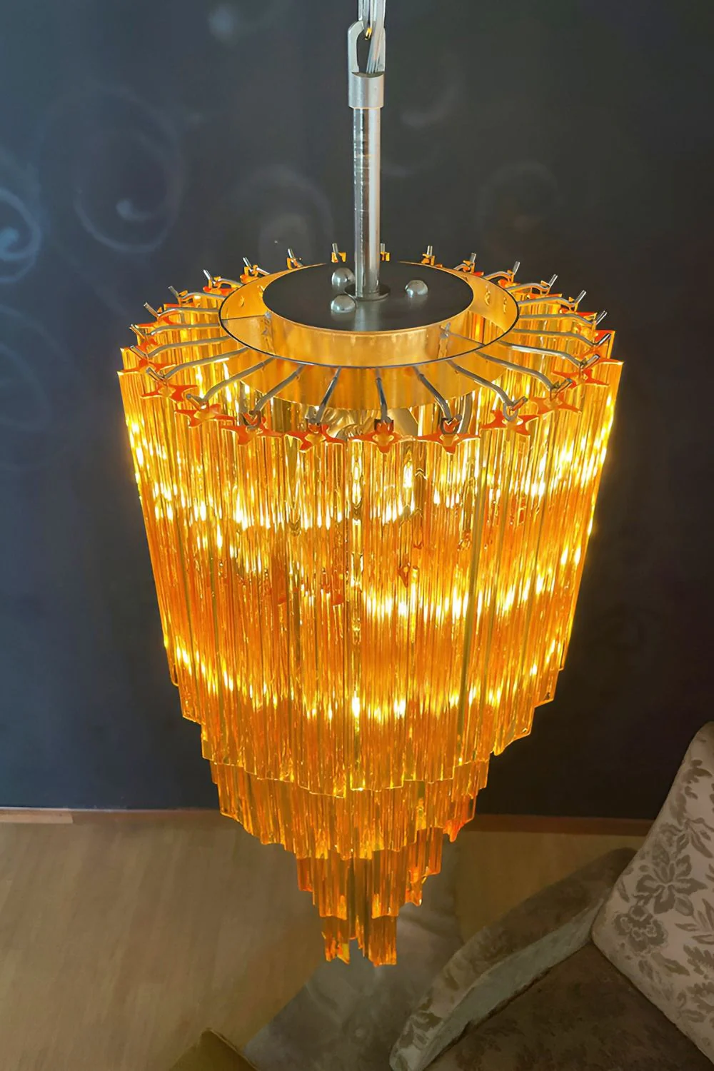 Amber Murano Glass Prism Spiral Chandelier - Image 9