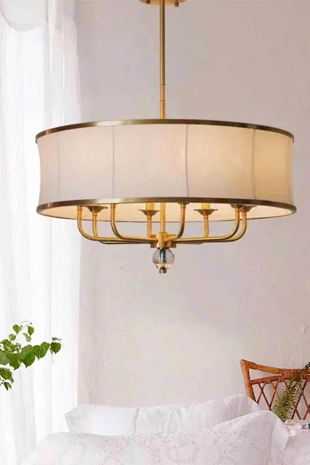 American Brass Simple Chandelier - Image 9