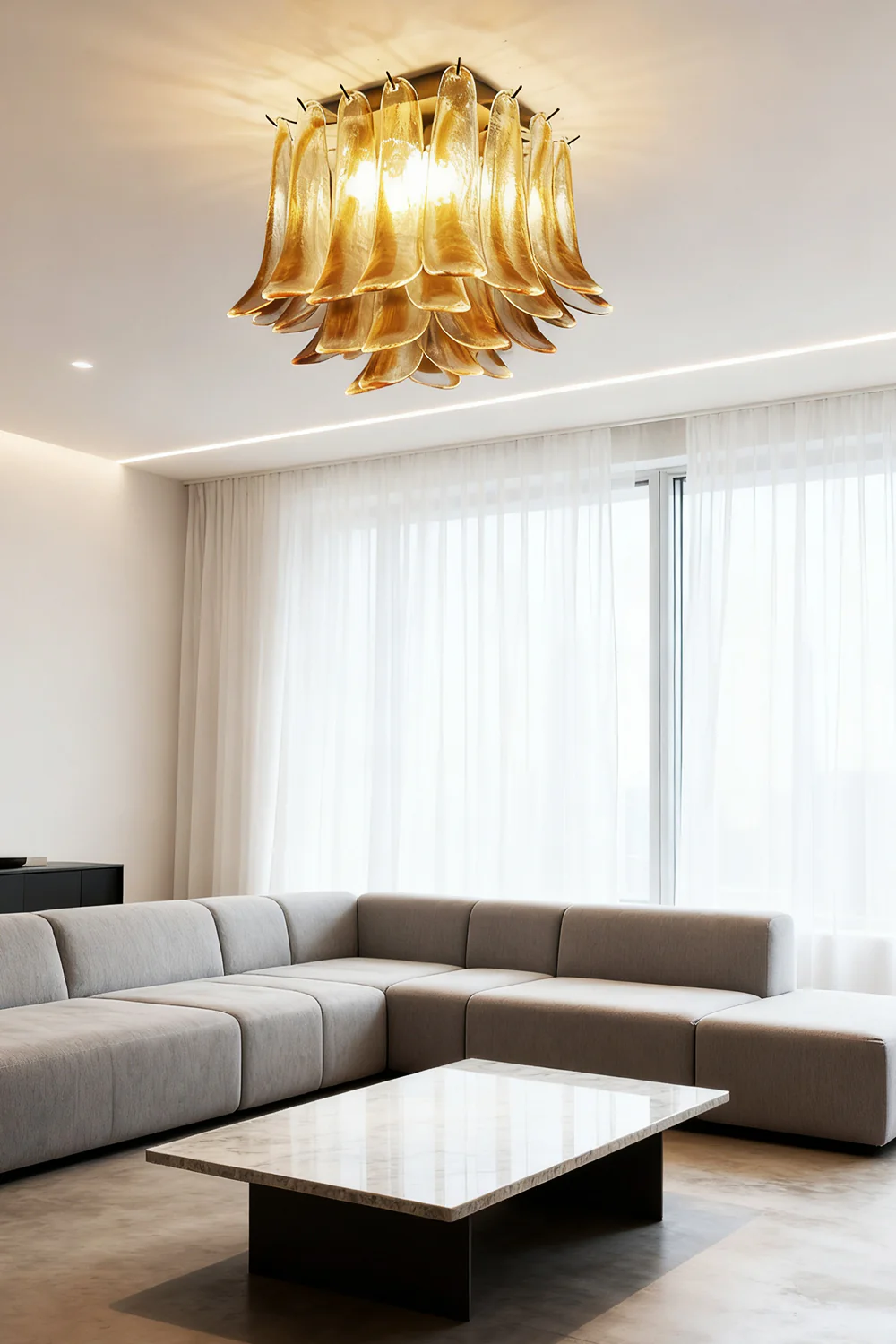 Art Amber Glass Petal Ceiling Light - Image 5