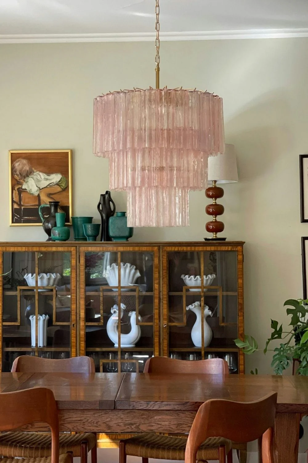 Art light pink glass tube chandelier - Image 2