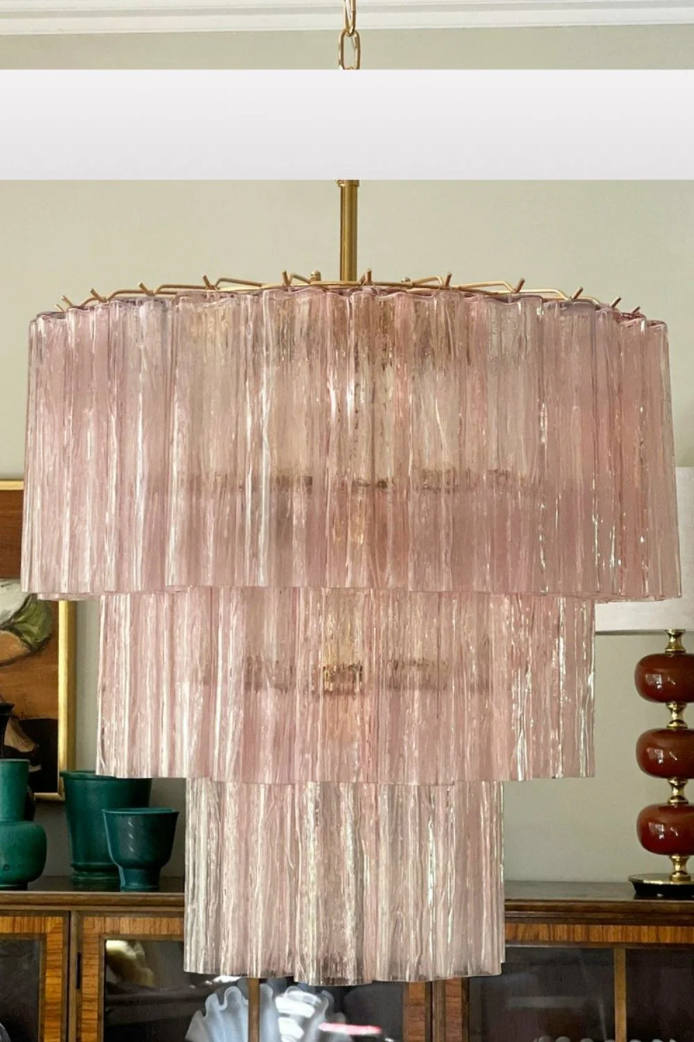 Art light pink glass tube chandelier - Image 5