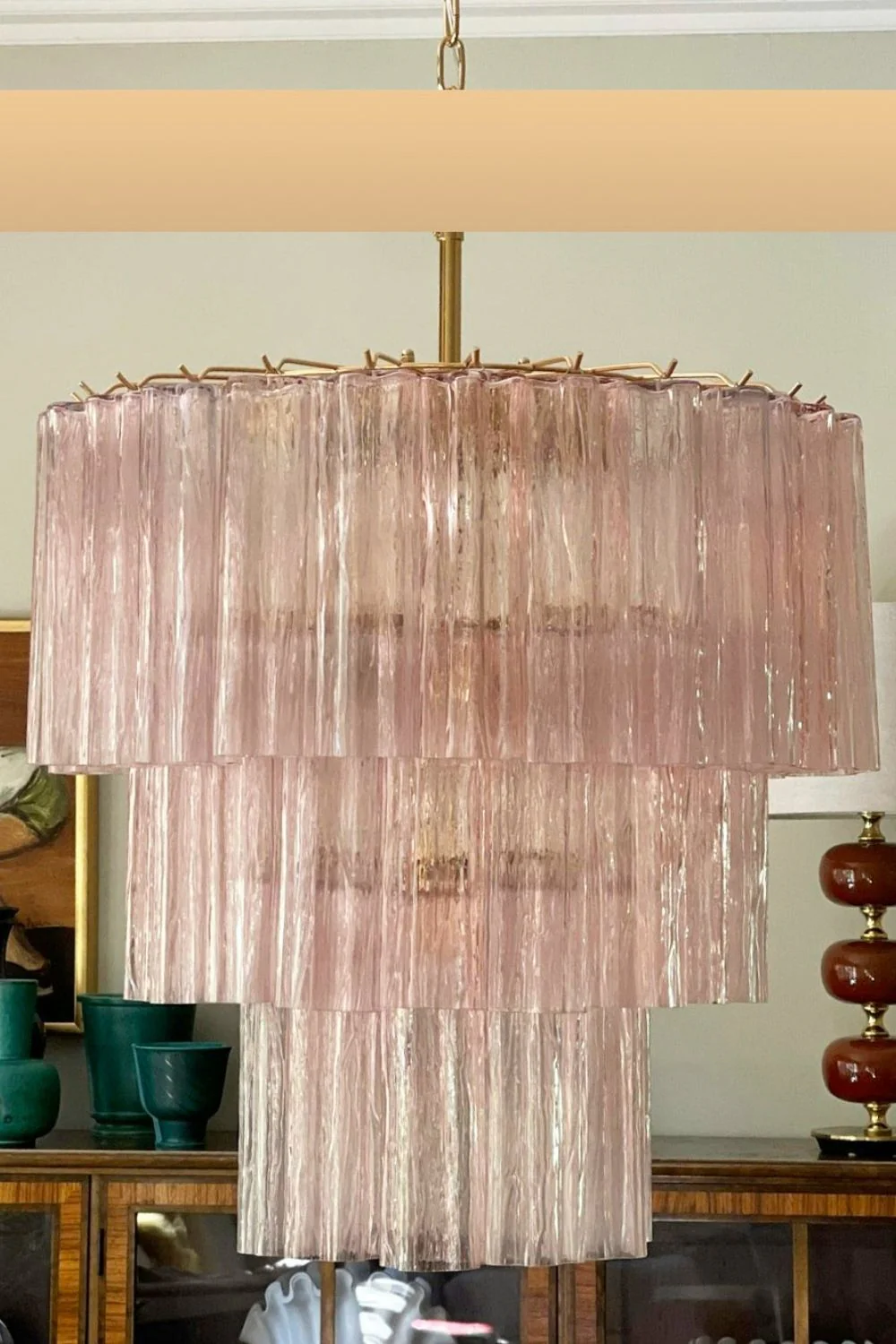 Art light pink glass tube chandelier - Image 6