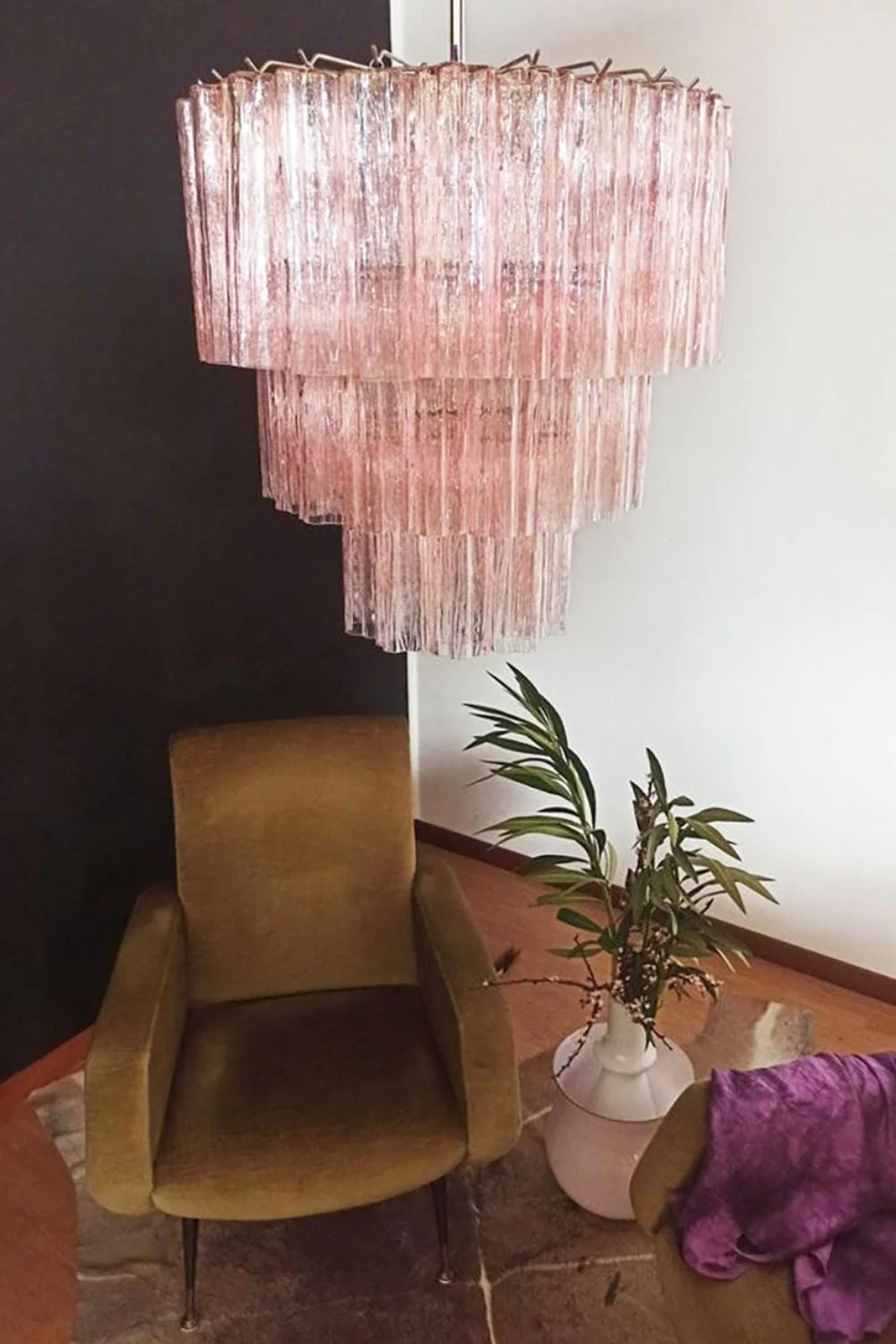 Art light pink glass tube chandelier - Image 9