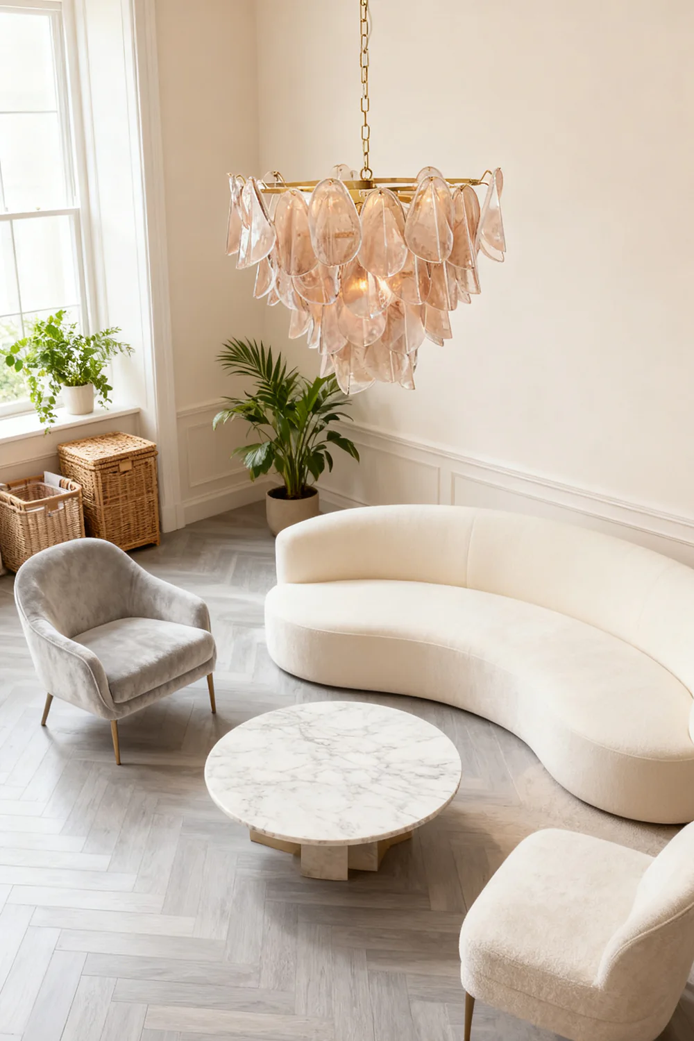 Art Magnolia Smoke Glass Chandelier - Image 3