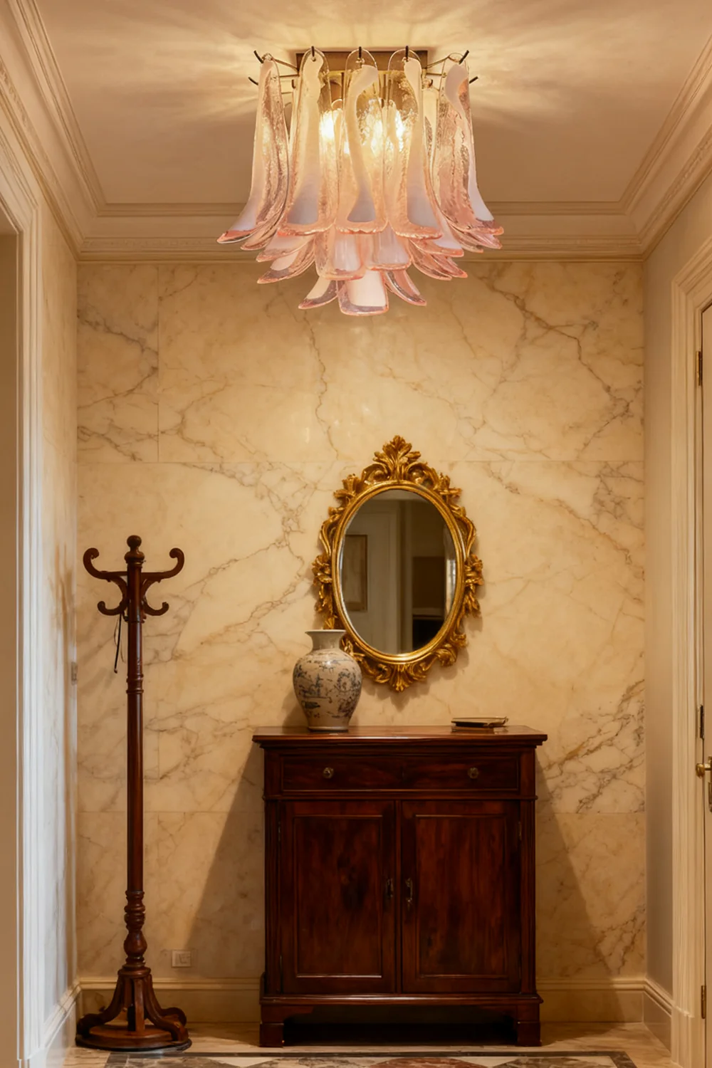 Art Pink Glass Petal Ceiling Lamp - Image 4