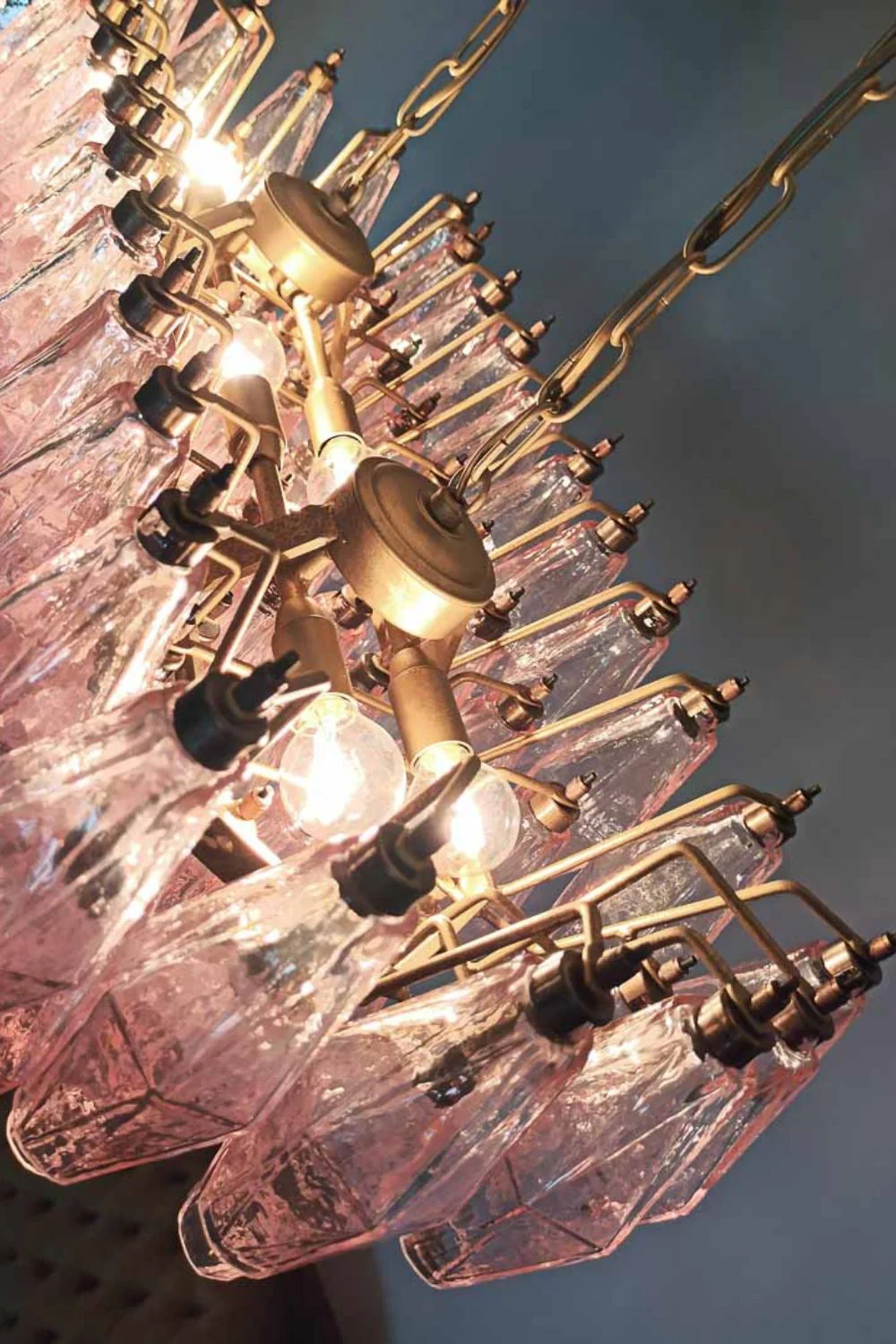 Art Poliedri Pink Glass Chandelier - Image 11