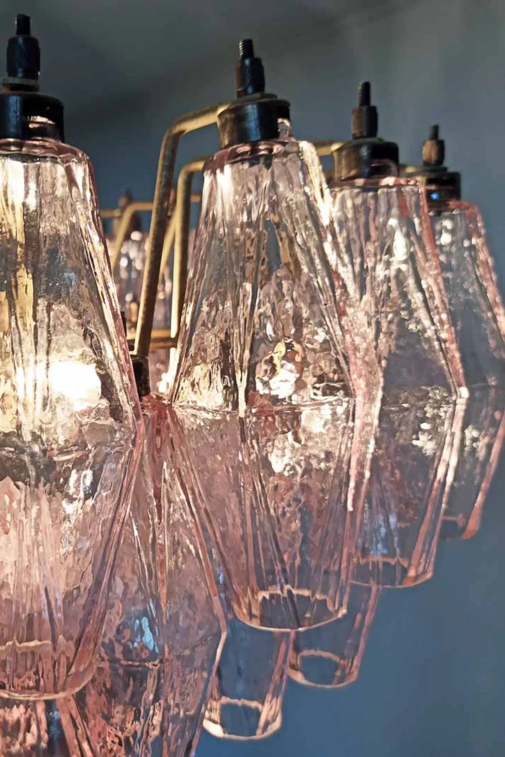 Art Poliedri Pink Glass Chandelier - Image 13