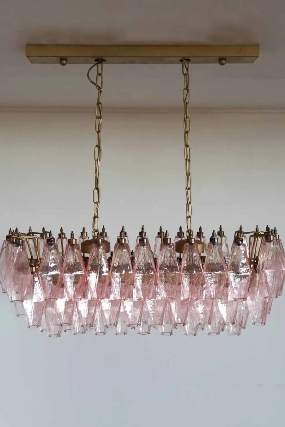 Art Poliedri Pink Glass Chandelier - Image 3