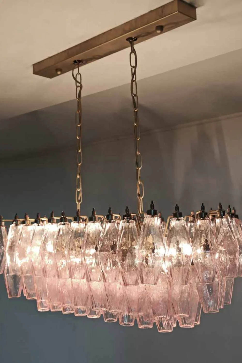 Art Poliedri Pink Glass Chandelier - Image 4