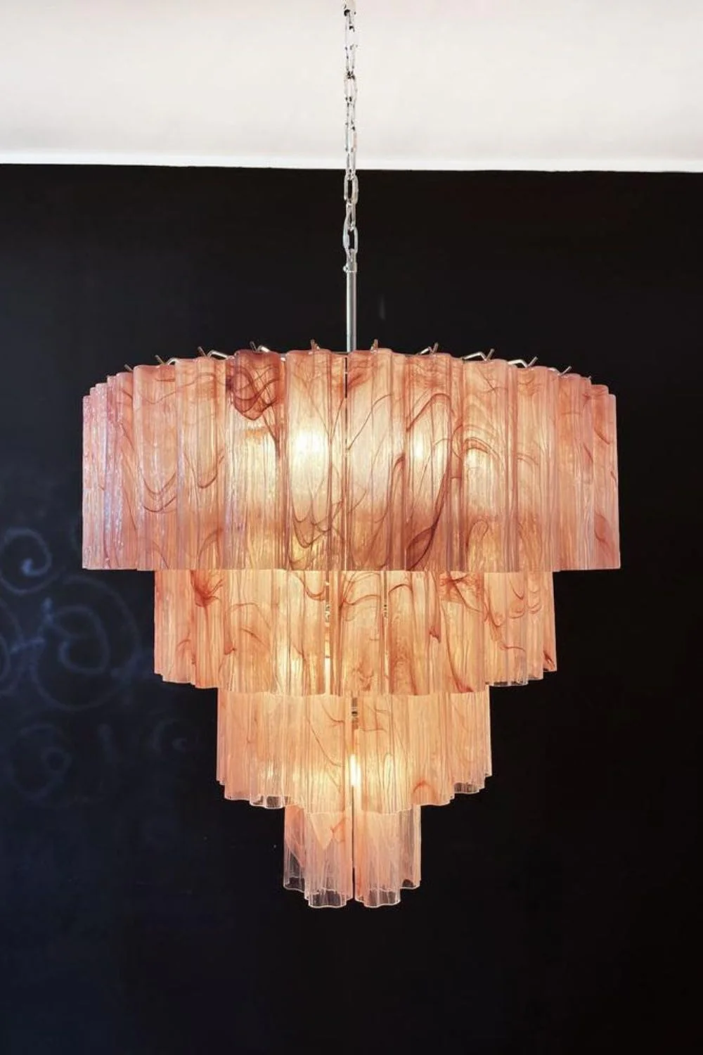 Art red cloud glass multi-layer chandelier, 1990 - Image 4