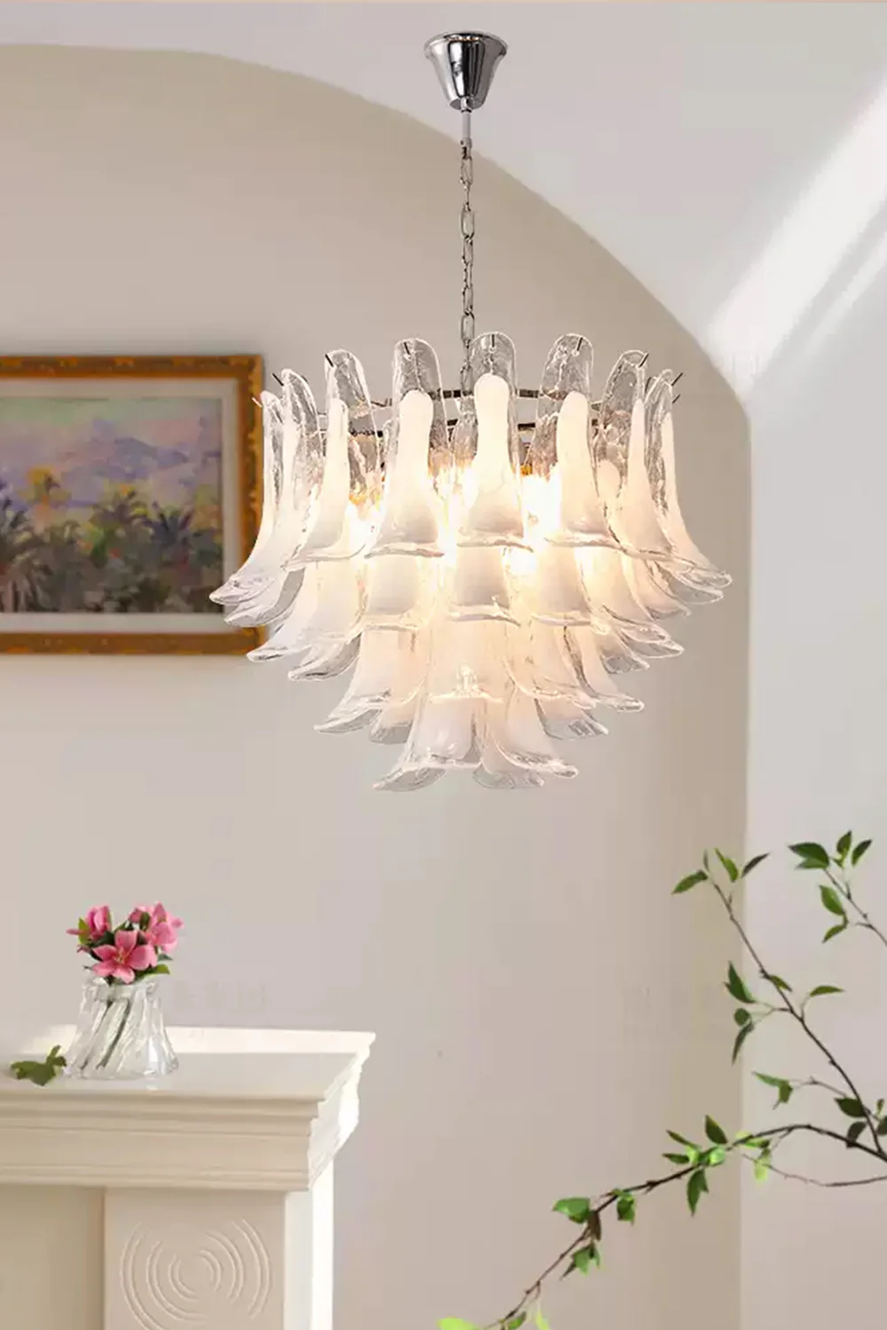 Art Tiered White Petals Chandelier - Image 7