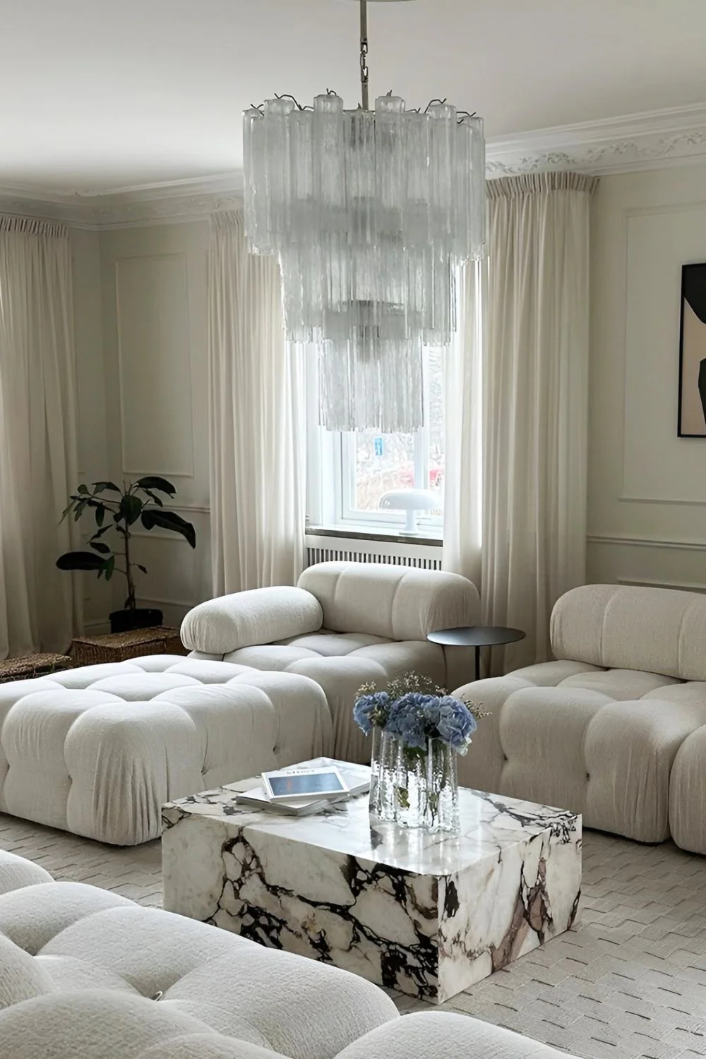Art Venetian Clear Glass Tube Chandelier - Image 5