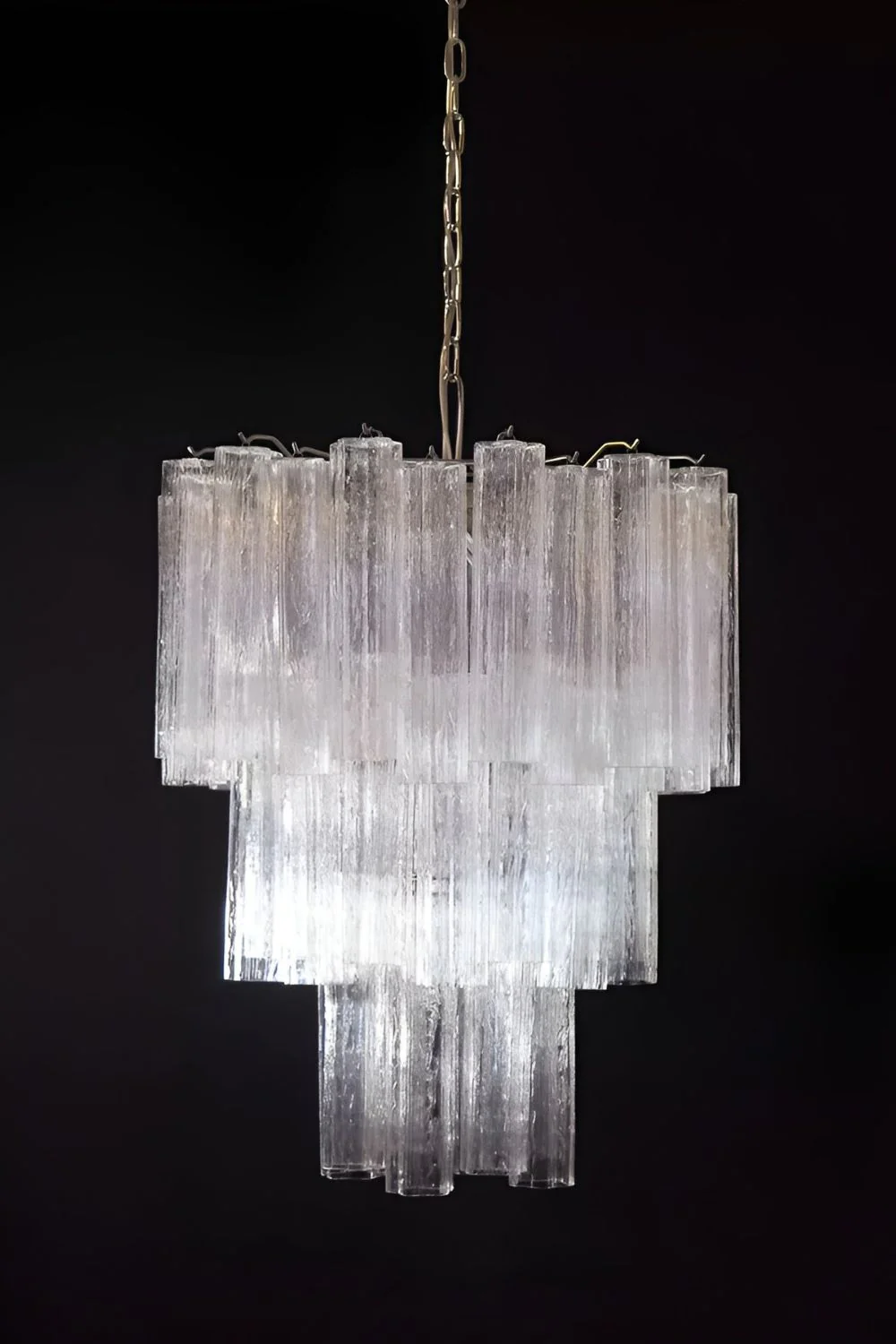 Art Venetian Clear Glass Tube Chandelier - Image 8