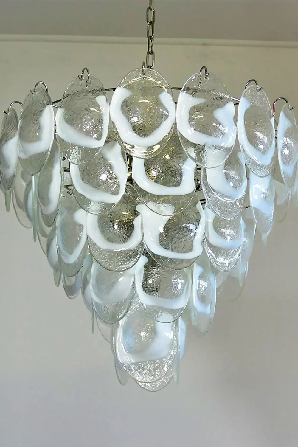 Art White and Clear Oval Glass Chandelier - Image 11