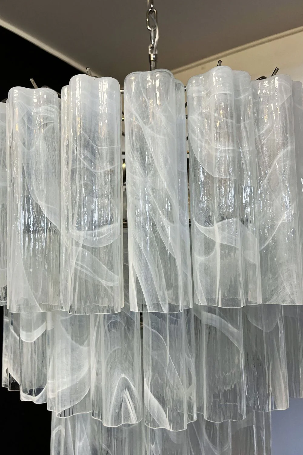 Art White Glass Tube Chandelier – 78 Pieces - Image 13