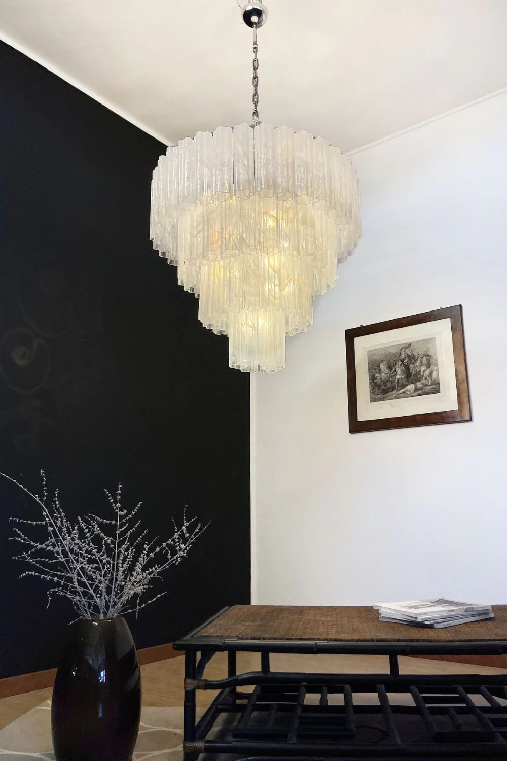 Art White Glass Tube Chandelier – 78 Pieces - Image 3
