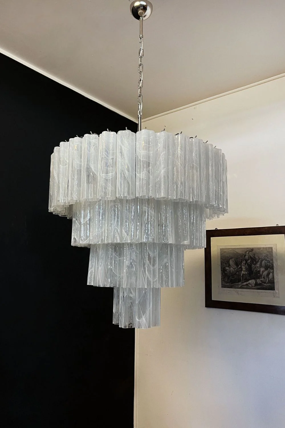 Art White Glass Tube Chandelier – 78 Pieces - Image 9