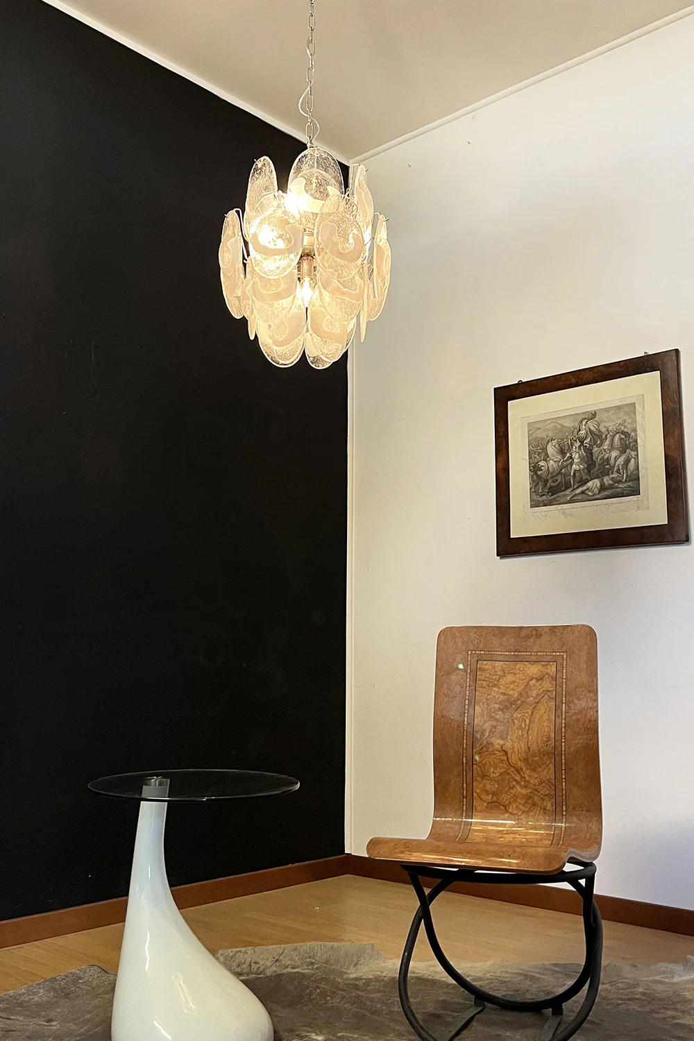 Art White Shell Glass Chandelier - Image 10