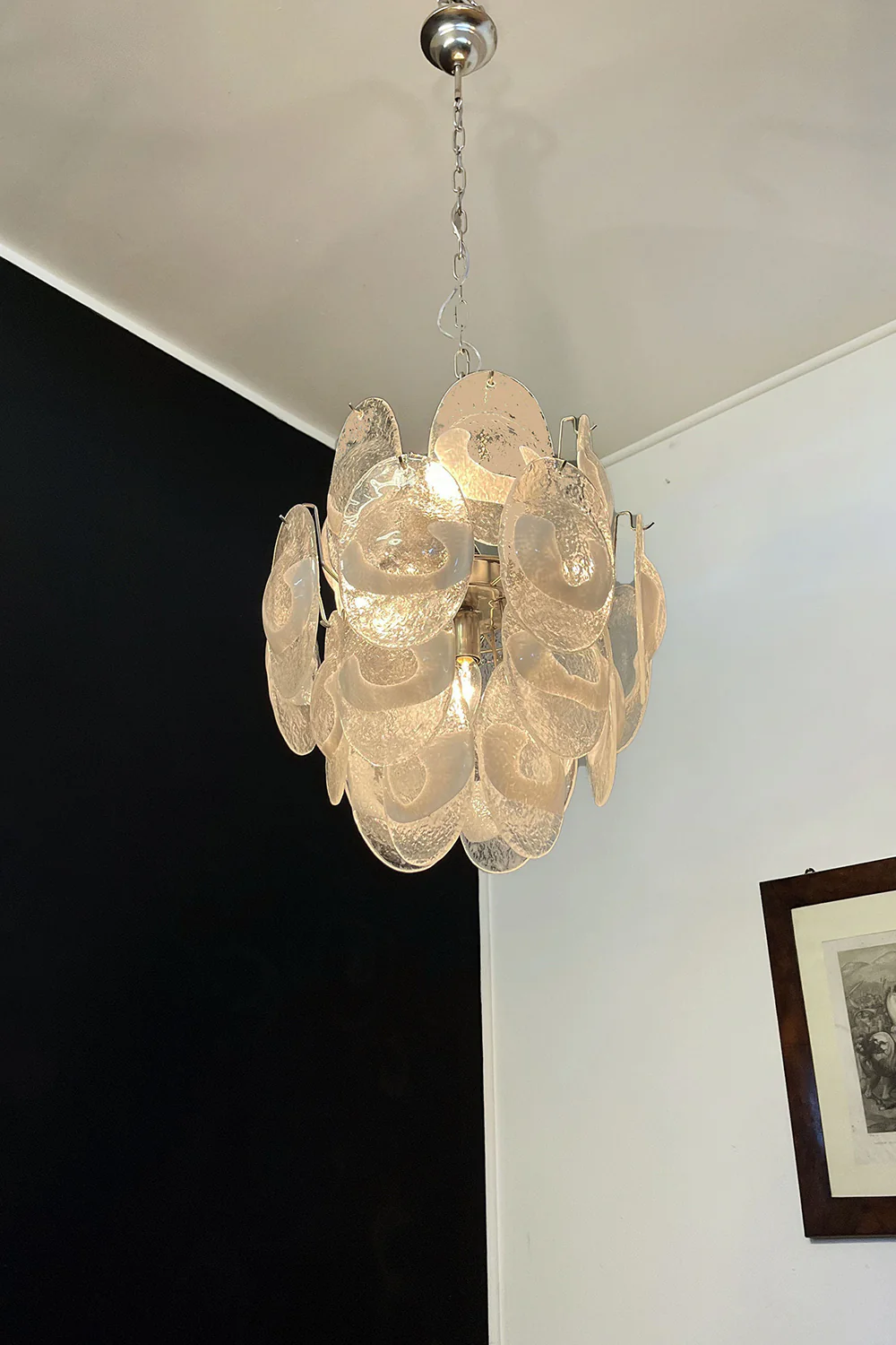 Art White Shell Glass Chandelier - Image 16