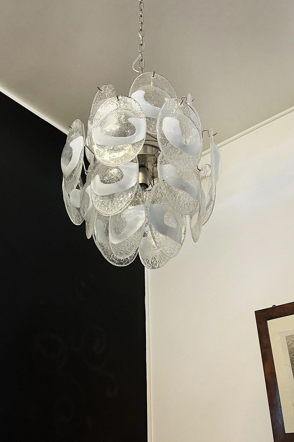 Art White Shell Glass Chandelier - Image 17