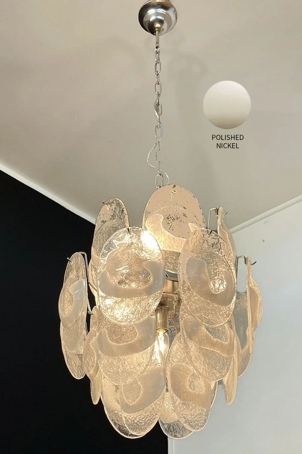 Art White Shell Glass Chandelier - Image 23