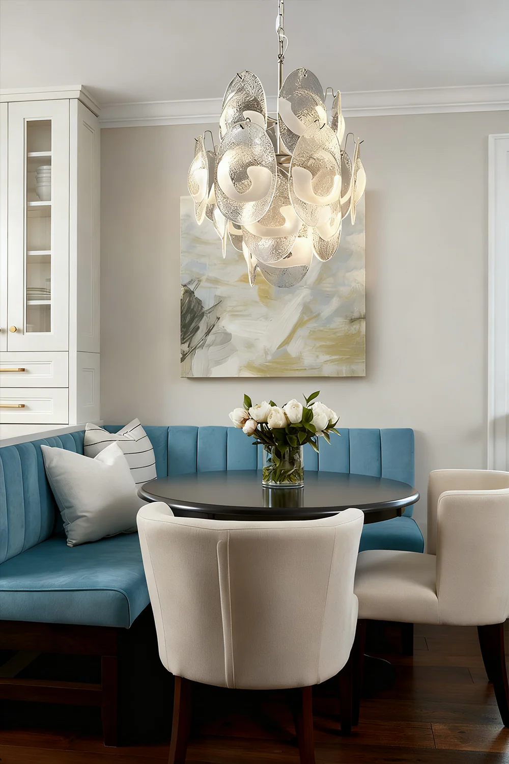 Art White Shell Glass Chandelier - Image 6