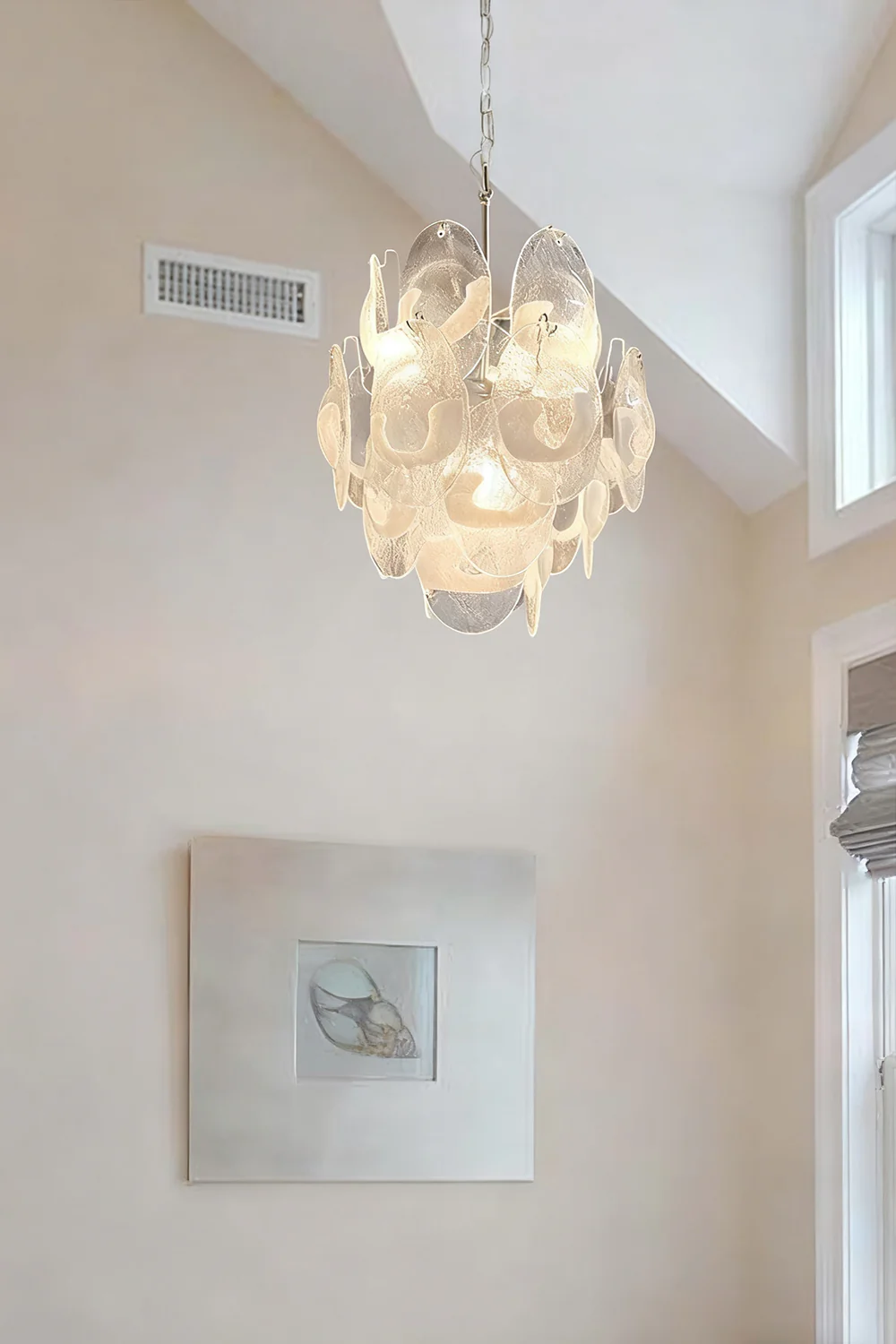 Art White Shell Glass Chandelier - Image 7