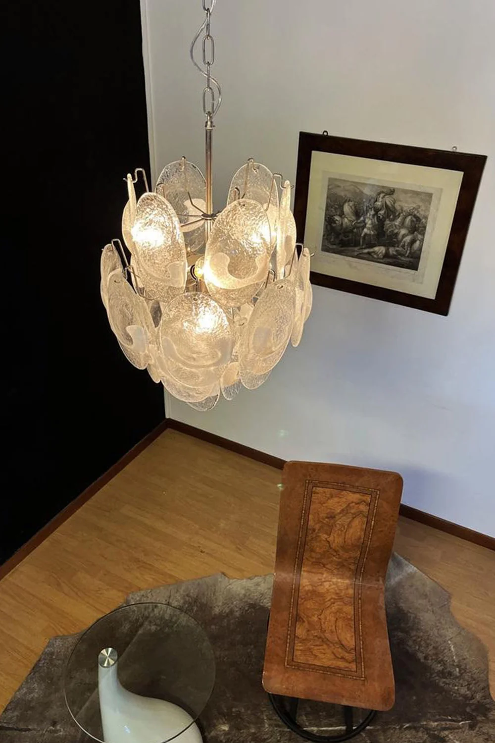Art White Shell Glass Chandelier - Image 8