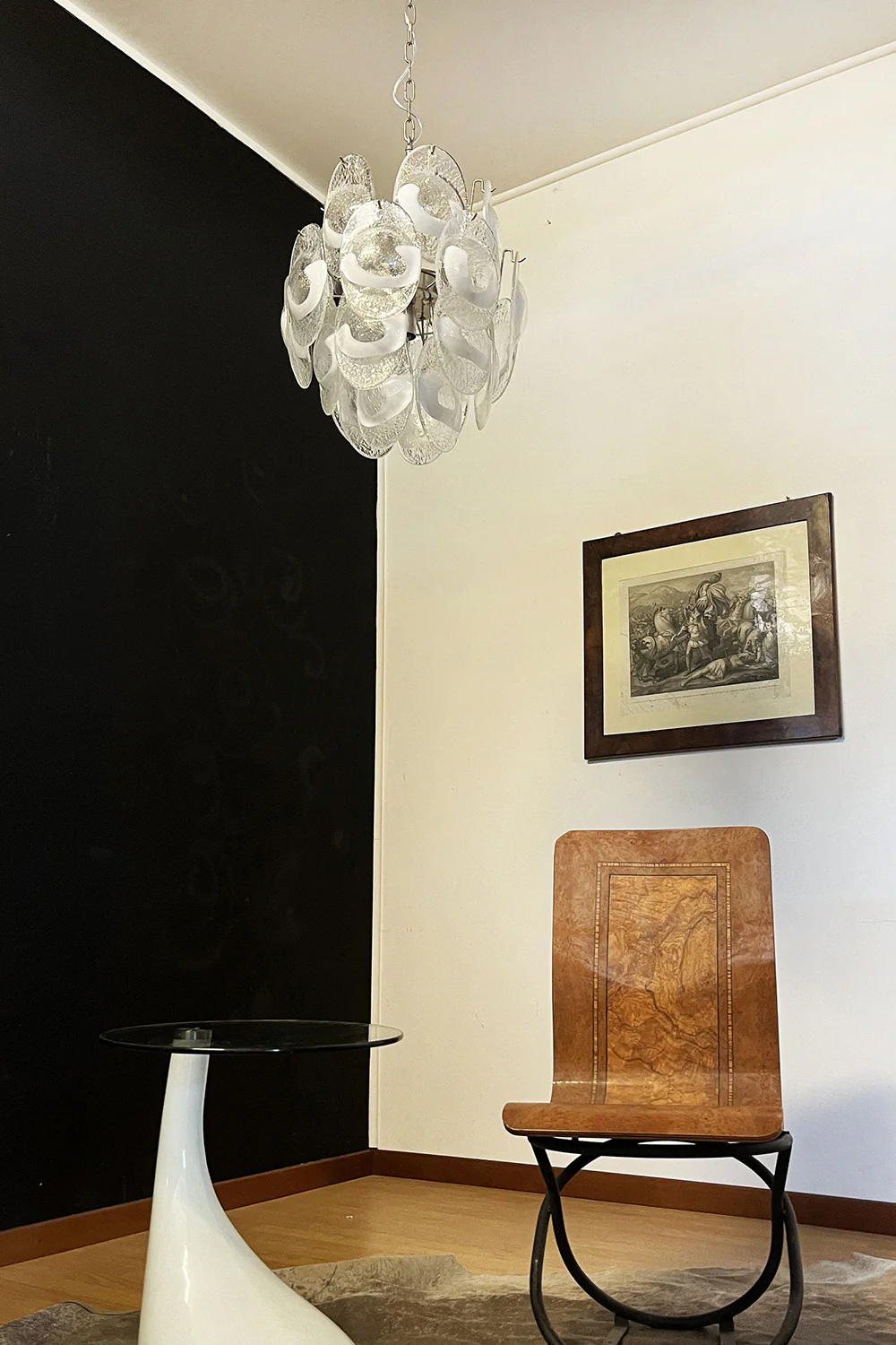 Art White Shell Glass Chandelier - Image 9