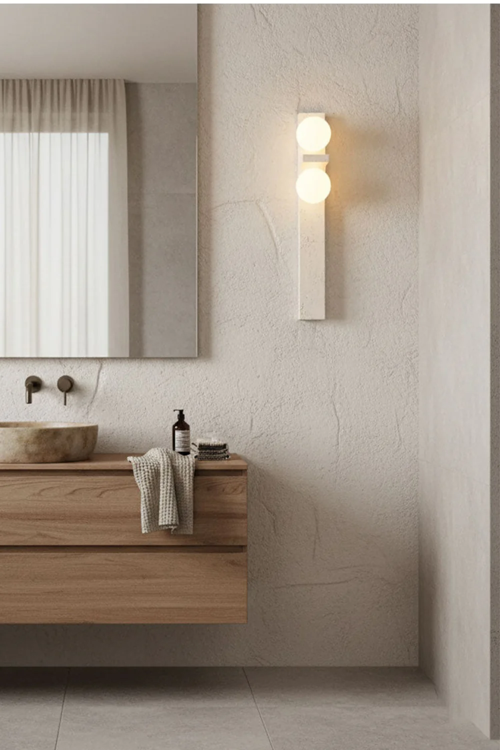 Asymmetrical Travertine Wall Sconce - Image 13
