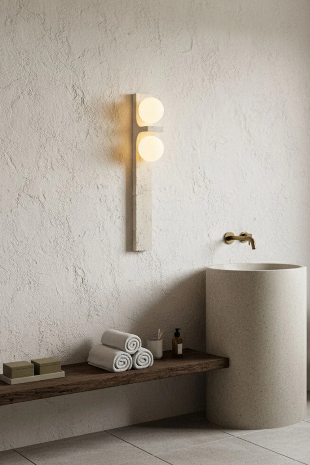 Asymmetrical Travertine Wall Sconce - Image 17