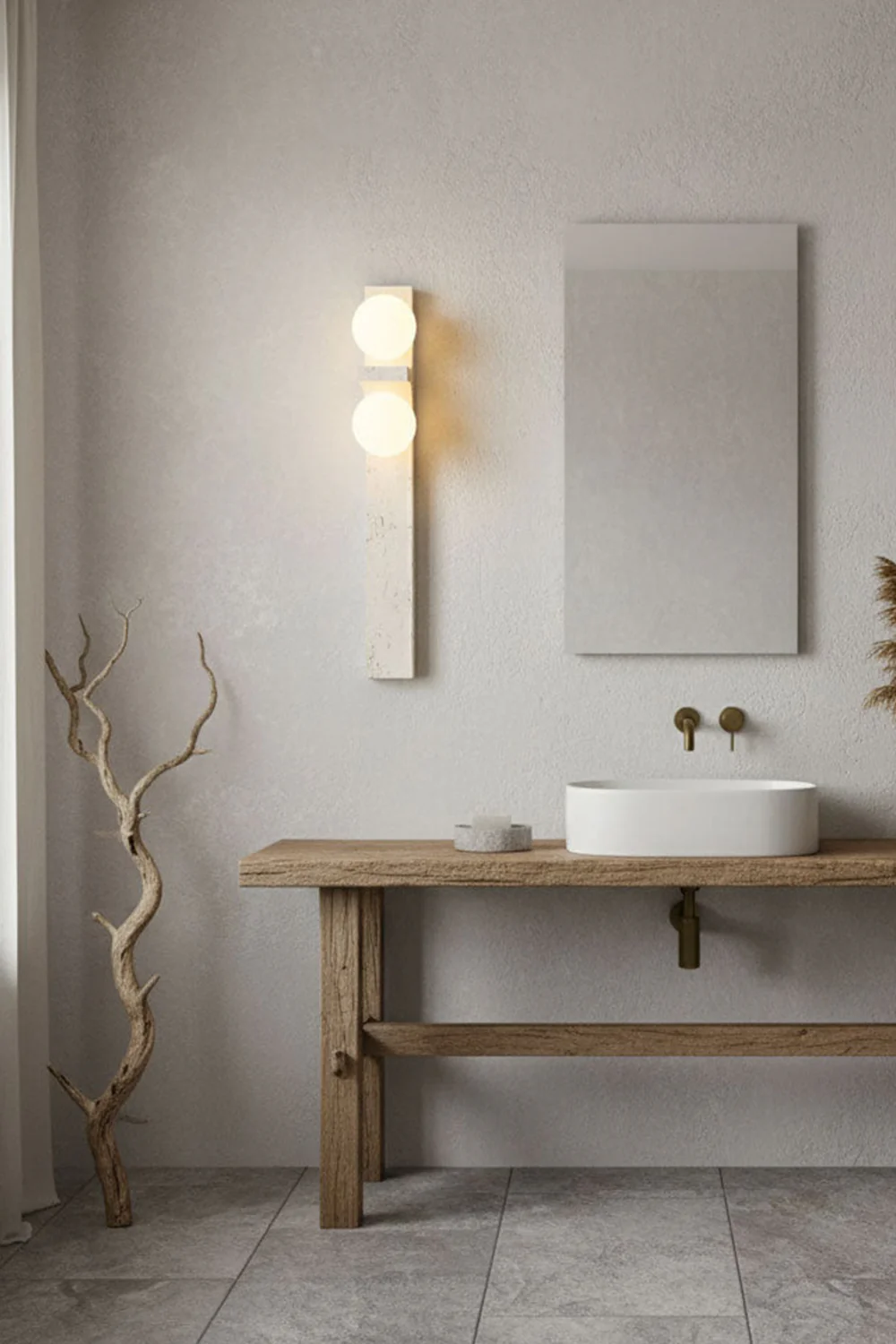 Asymmetrical Travertine Wall Sconce - Image 22