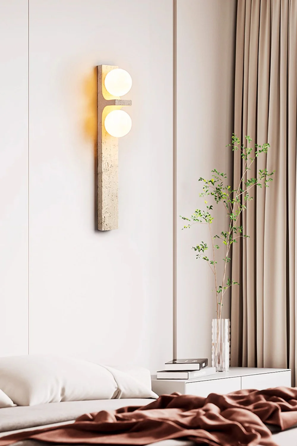Asymmetrical Travertine Wall Sconce - Image 23
