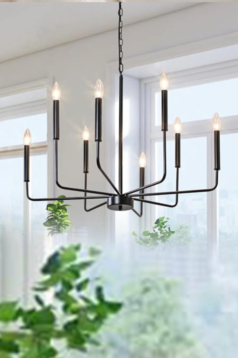 Black Iron Classic Candle Chandelier - Image 13
