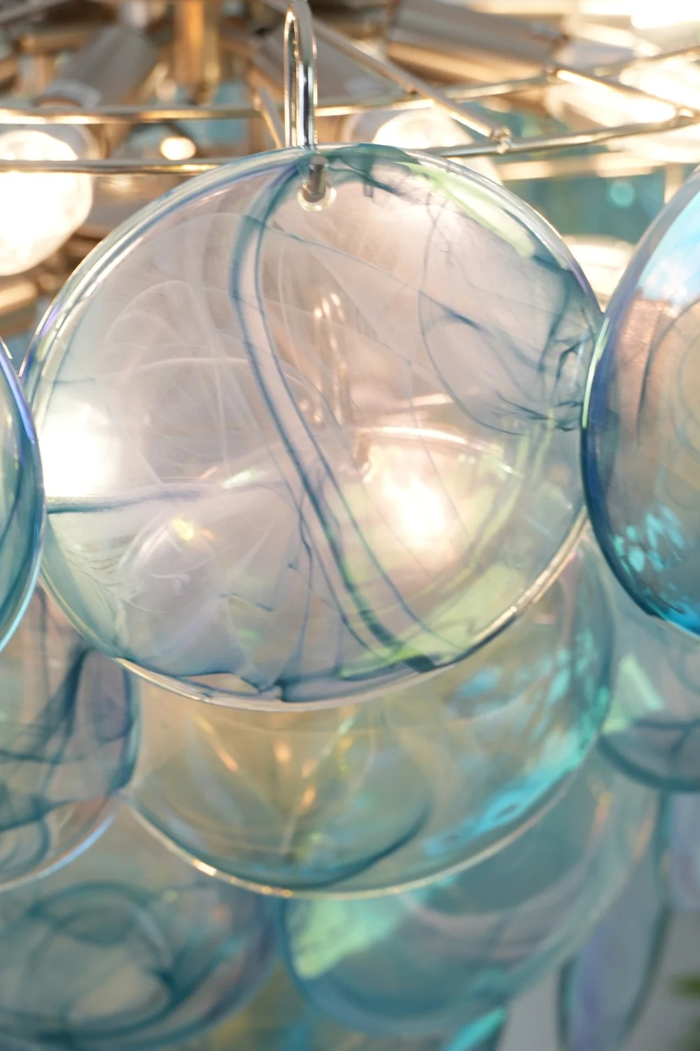 Blue Glass High Quality Art Iridescent Chandelier - Image 10