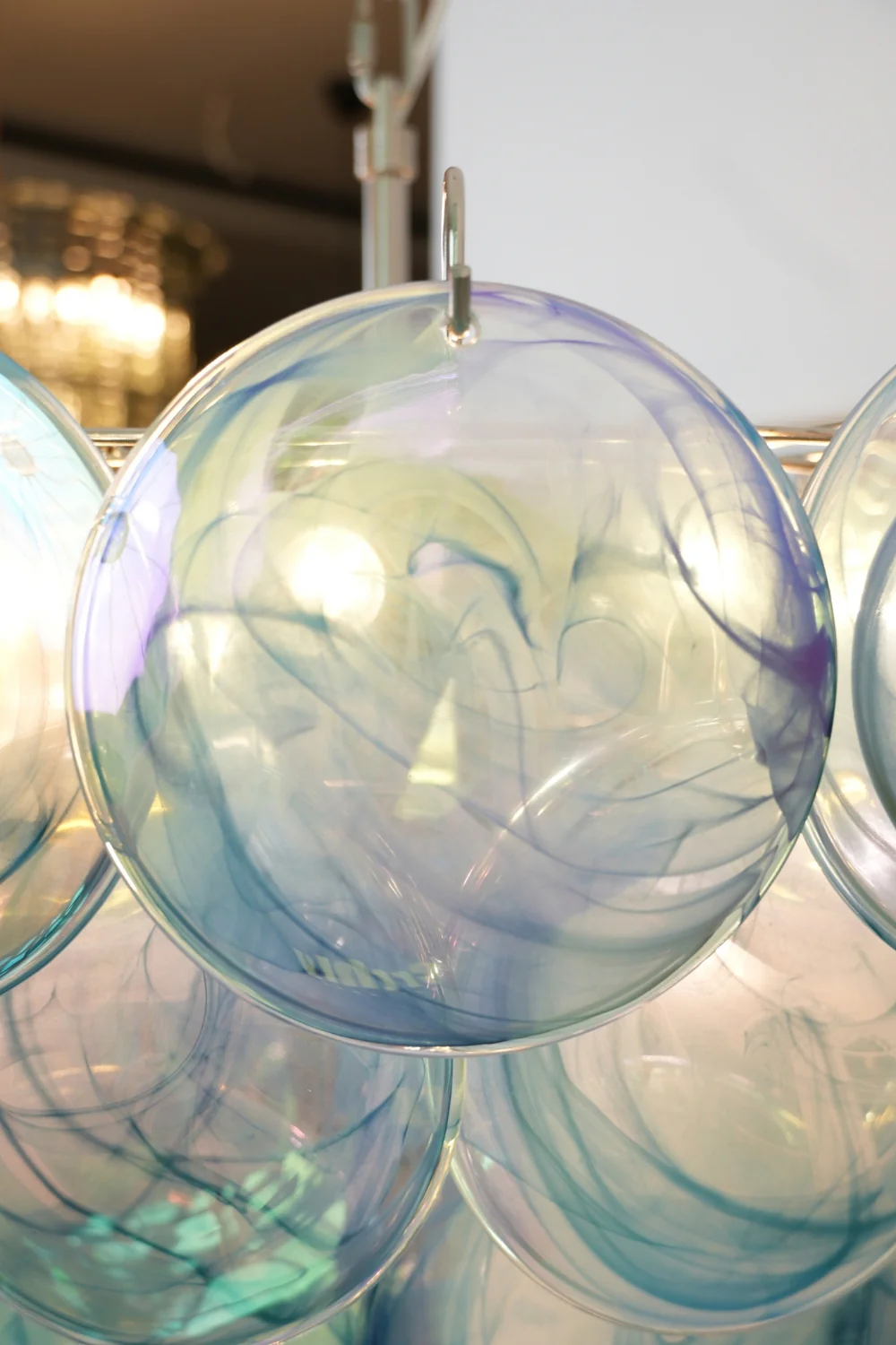 Blue Glass High Quality Art Iridescent Chandelier - Image 13