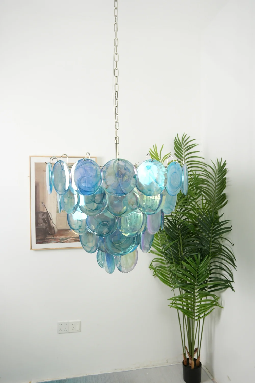 Blue Glass High Quality Art Iridescent Chandelier - Image 3