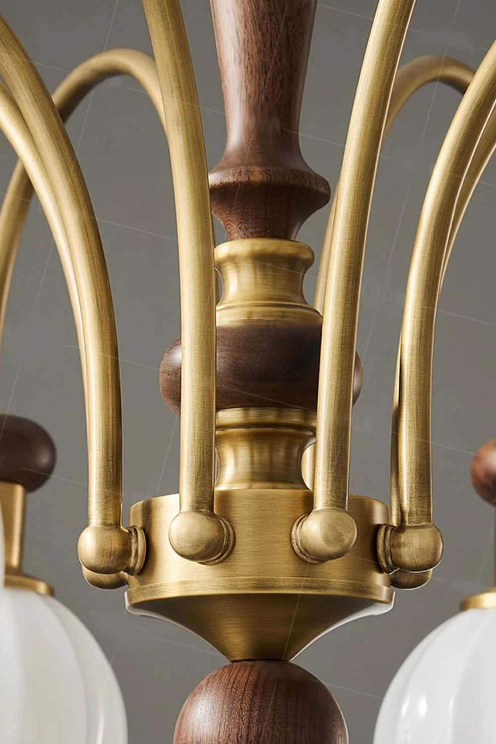 Brass Globe Walnut Chandelier - Image 11