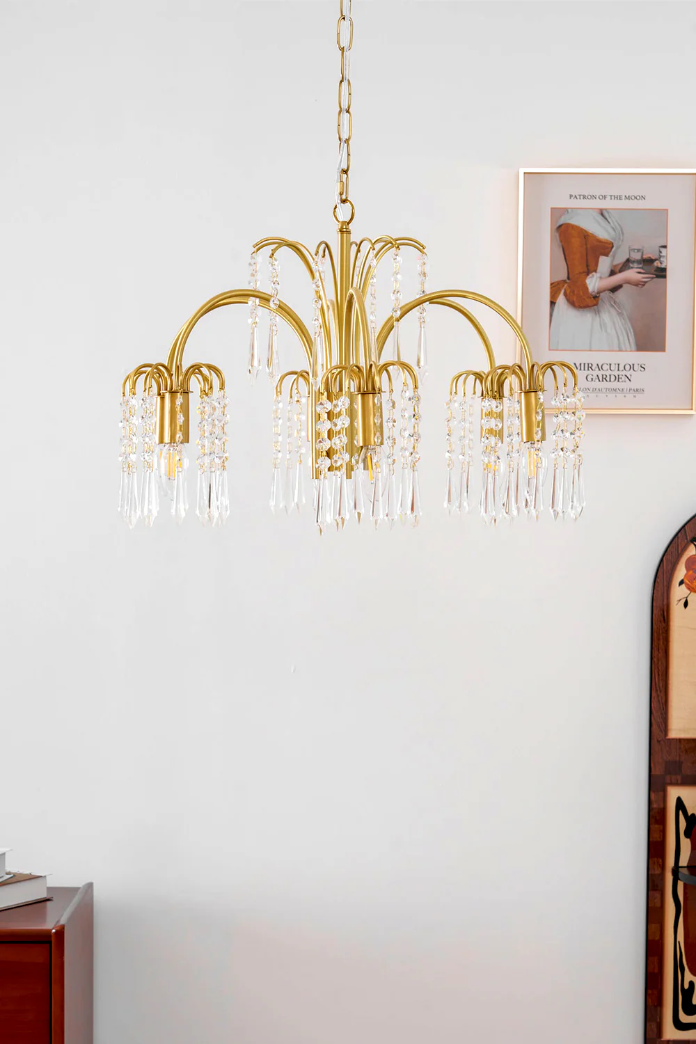 Brass Halo Arched-Arm Crystal Chandelier - Image 10
