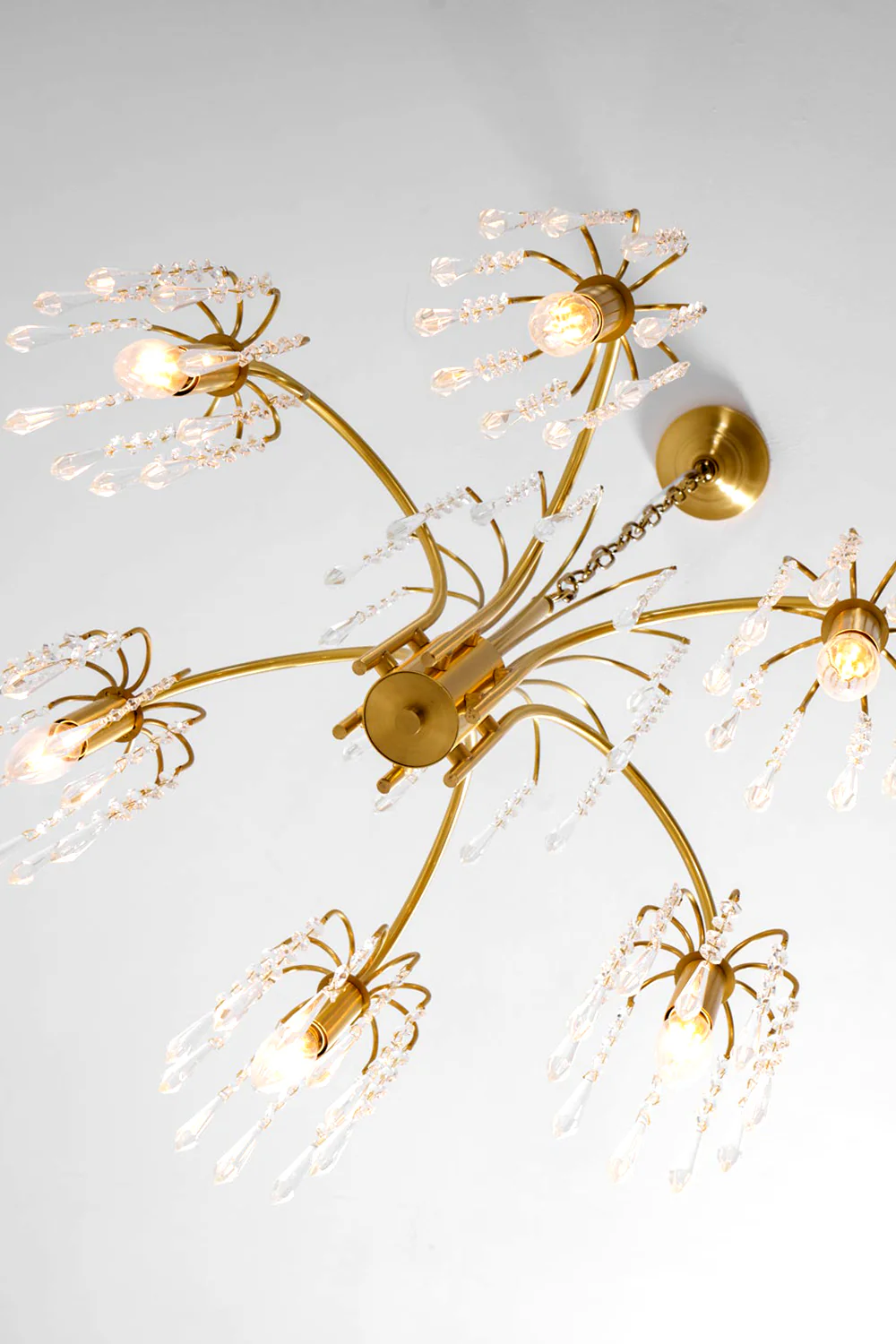 Brass Halo Arched-Arm Crystal Chandelier - Image 11