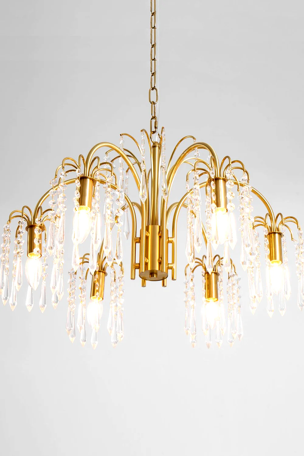 Brass Halo Arched-Arm Crystal Chandelier - Image 12