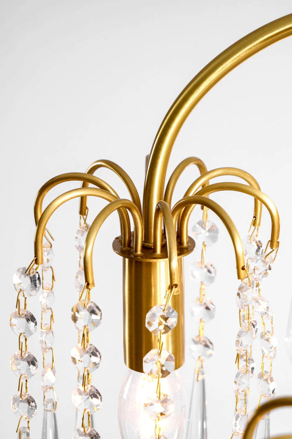 Brass Halo Arched-Arm Crystal Chandelier - Image 13