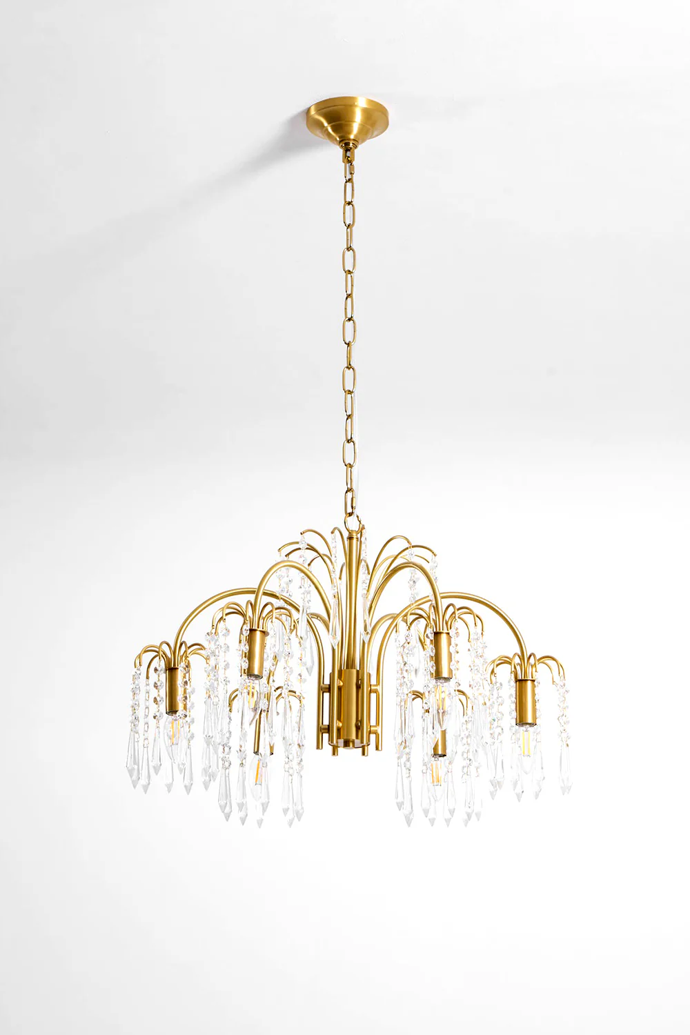 Brass Halo Arched-Arm Crystal Chandelier - Image 16