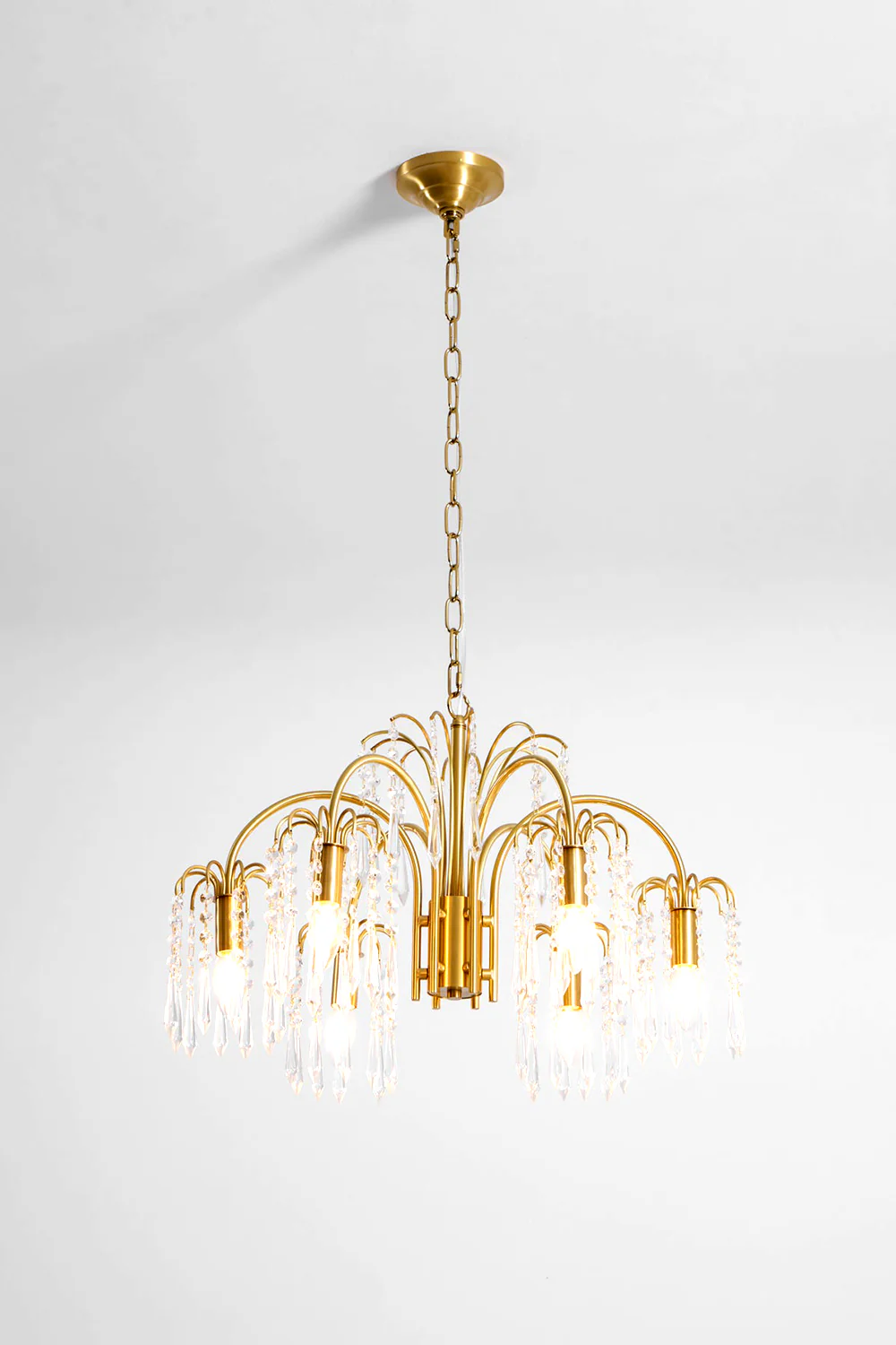 Brass Halo Arched-Arm Crystal Chandelier - Image 17